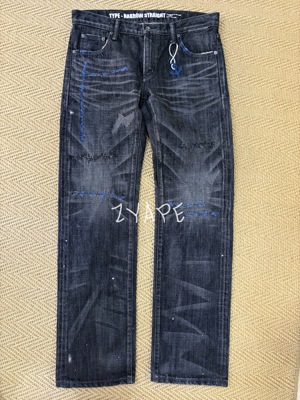 Neighborhood 09蓝刀割船锚牛王NBHD水洗刀割牛仔裤