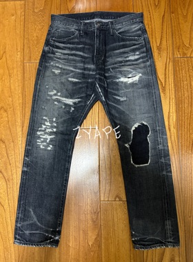 SEQUEL FRAGMENT DENIM PANTS藤原浩闪电破坏水洗做旧牛仔裤