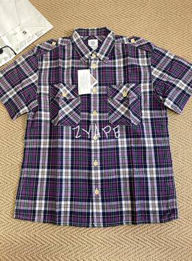 VISVIM PYLE CHECK 早期紫格子短袖衬衫