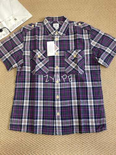 VISVIM PYLE CHECK 早期紫格子短袖衬衫