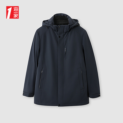 海一家兔毛内胆毛皮服装2025年秋冬新品可脱卸帽加厚中长款外套男
