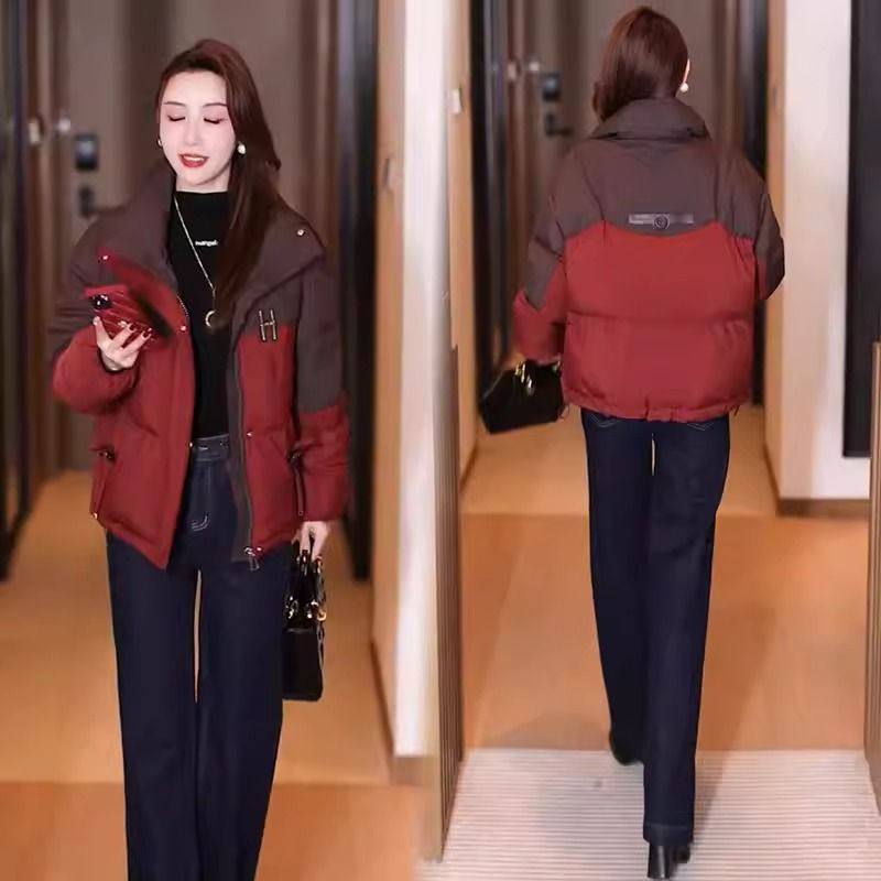 短款羽绒棉服女2025冬季新款百搭减龄棉袄拼接加厚小个子棉衣外套