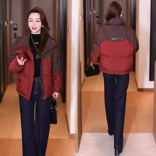 短款羽绒棉服女2025冬季新款百搭减龄棉袄拼接加厚小个子棉衣外套