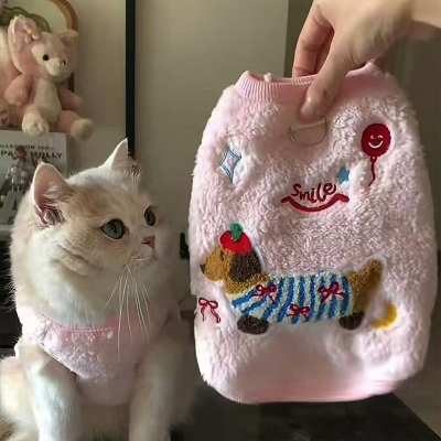 猫咪衣服秋季保暖幼猫防掉毛冬装金吉拉冬天防寒刺绣绒衣冬季棉衣