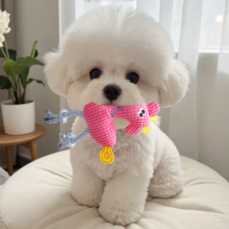 小狗耐咬玩具狗狗幼犬磨牙自嗨解闷泰迪比熊发声陪睡小鹿玩偶结绳