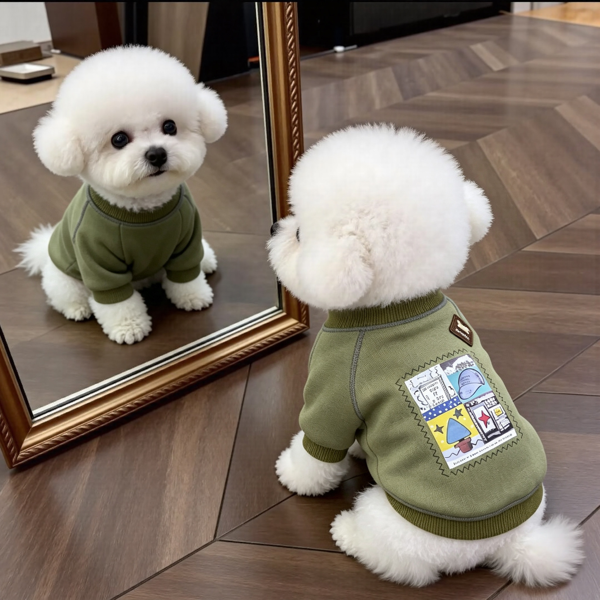 狗狗衣服泰迪冬装幼犬比熊高颜值小型犬秋冬小狗圆领卫衣保暖加绒图片