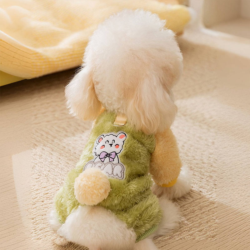 狗狗衣服2025新款冬装小狗比熊泰迪奶狗冬天保暖可牵引卡通四脚衣