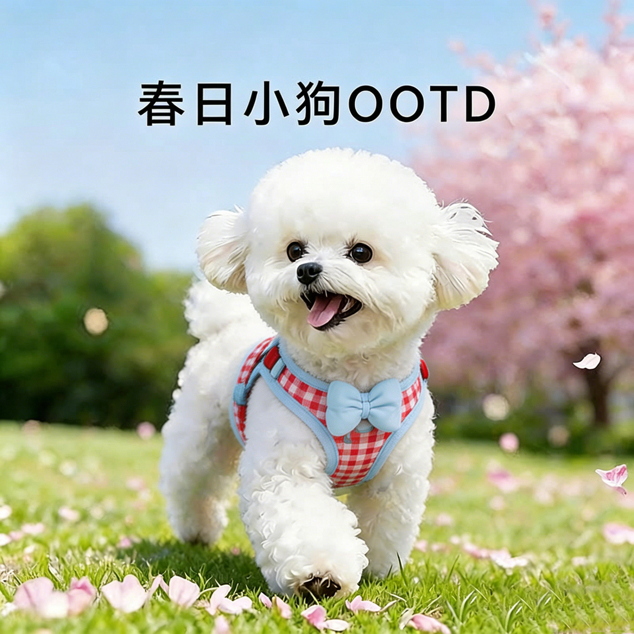 狗牵引绳防挣脱遛狗狗链子幼犬小狗狗胸背蝴蝶结可调节小型犬户外