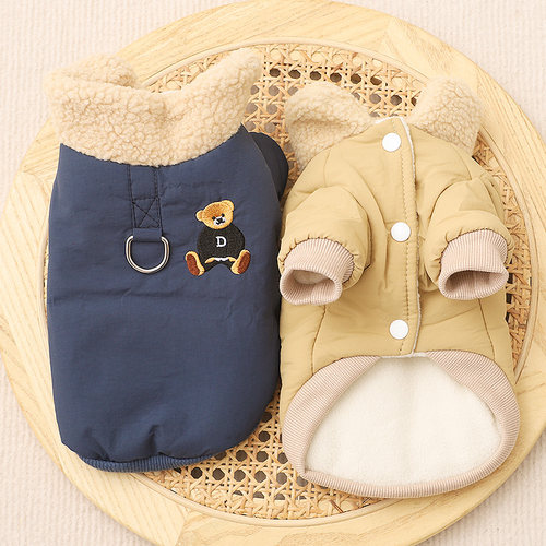 宠物衣服加绒毛领保暖棉衣