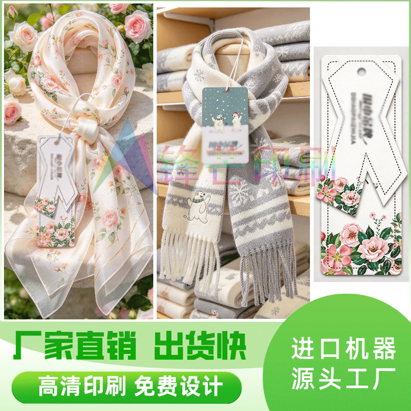 定制羊绒围巾异型挂牌印刷毛毯硫酸纸腰封羽绒被价格卡女装吊牌