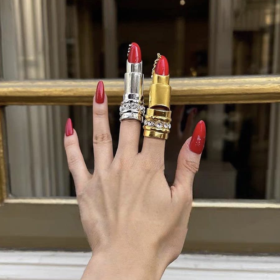 欧美独特黄铜钻手指造型关节戒指女2026新潮开口指套活动关节指环