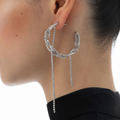 DCCBHC轻奢闪钻流苏耳圈个性 百搭垂落织线流动耳环耳饰2021新款 潮