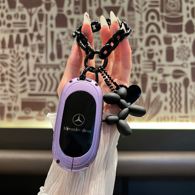 适用奔驰钥匙套新c260l/c200l/2024款e级e300l/s450/glc300紫色扣