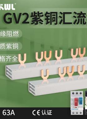 GV2电动机断路器汇流排3P紫铜排间距45mm马达保护器三相快速连接