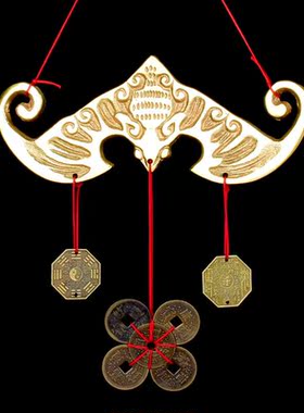 纯挂件黄铜蝙蝠吊铜钱吊饰福鼠吊金钱家居公司横梁装饰工艺品压顶