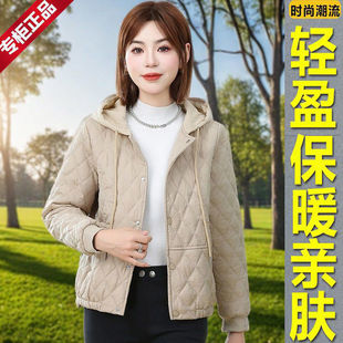 短款棉服女2025新款秋冬季轻薄款时尚连帽棉袄小个子显瘦棉衣外套