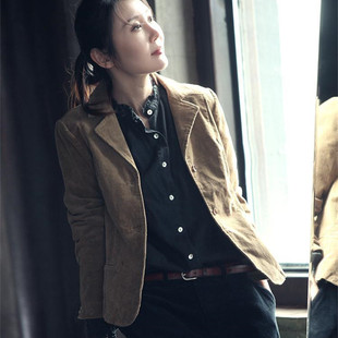 2021春秋灯芯绒立体剪裁显瘦小西服复古文艺西装 外套女短款