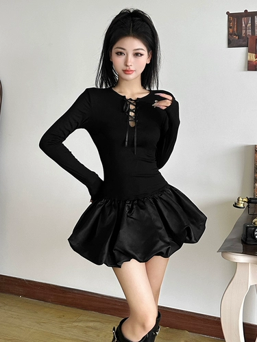 KLIOU Черное дизайнерское платье, юбка, тренд сезона, по фигуре, юбка-пачка