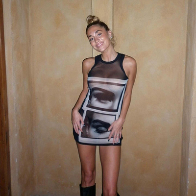 欧美ins个性炸街印花无袖连衣裙