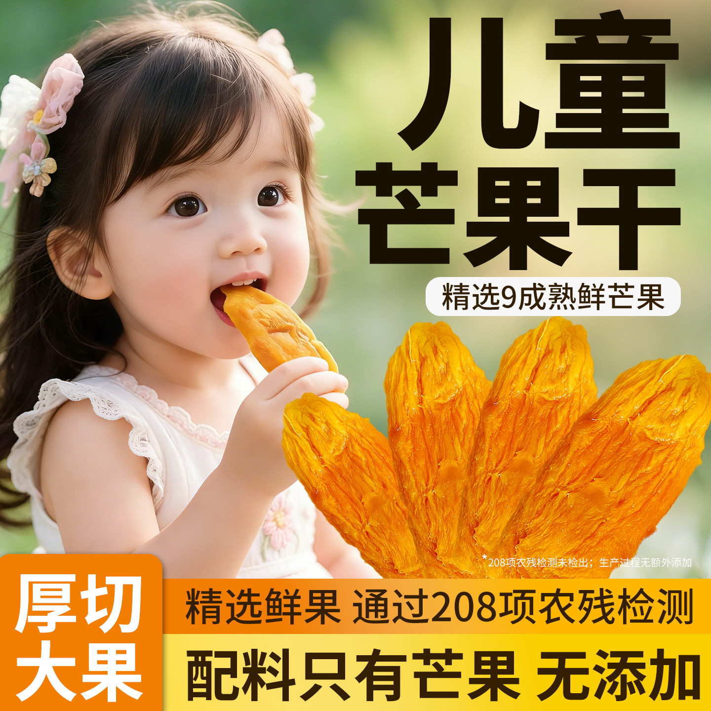 儿童芒果干无添加自然酸甜果脯蜜饯办公休闲零食无糖精官方旗舰店