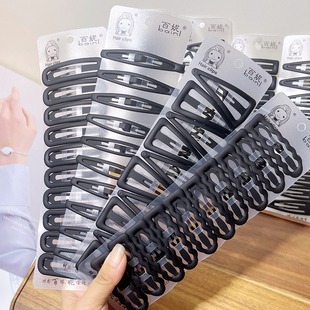 黑色简约一字夹女侧边碎发刘海夹子头饰发夹成人顶夹前额BB夹发卡