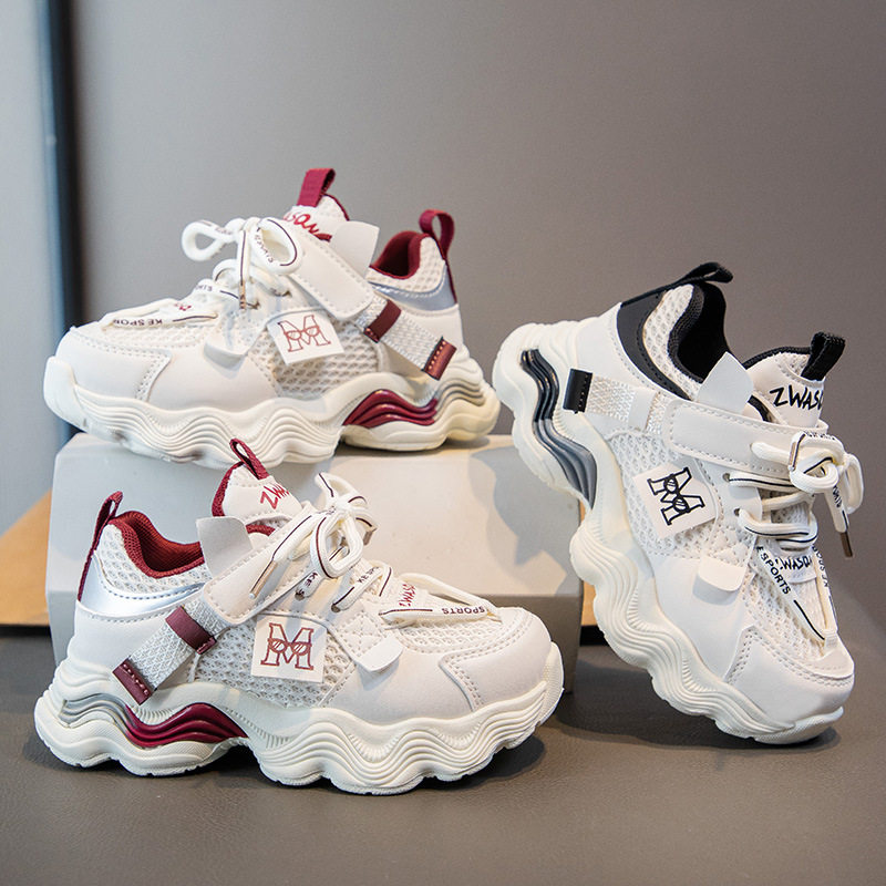 春秋男童透气运动鞋初中学生网面跑步鞋女童软底老爹鞋儿童休闲鞋