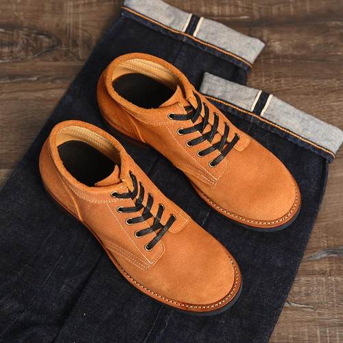 固特异牛皮高帮工装鞋