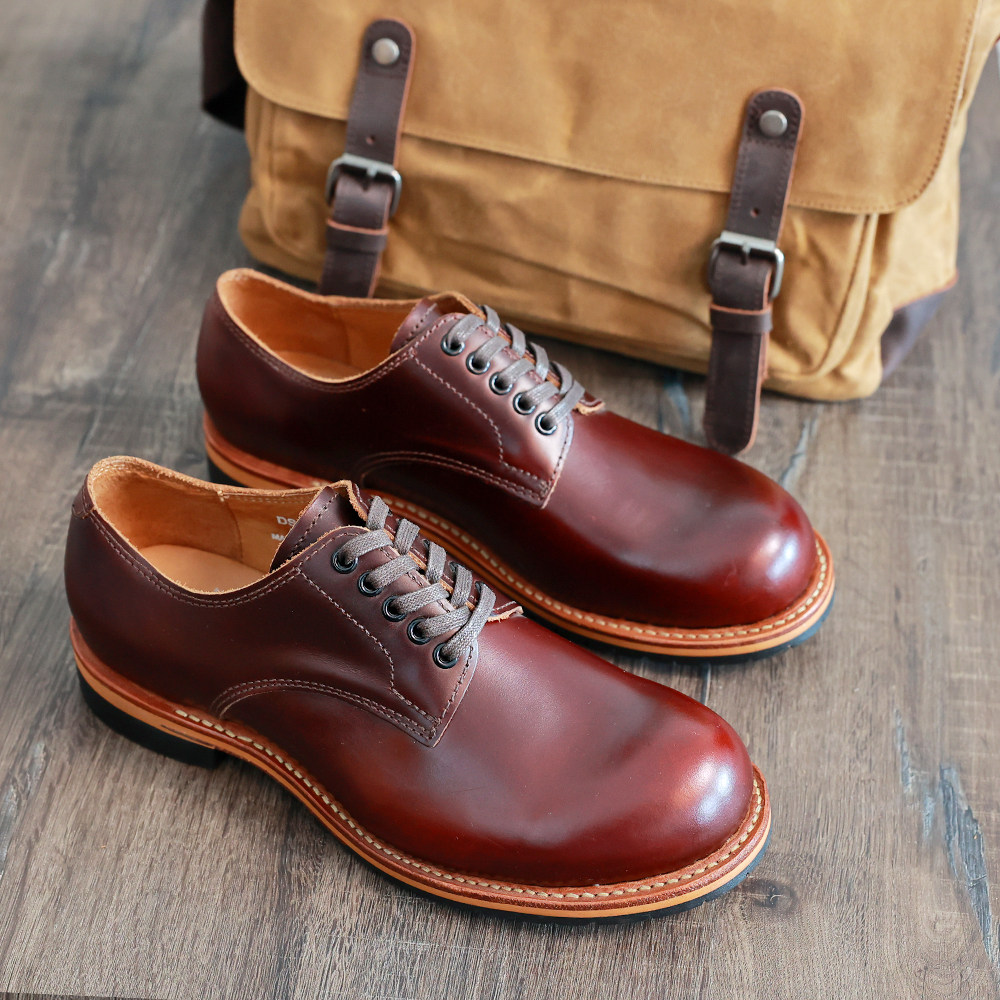 日系圆头工装鞋手工固特异真皮商务休闲系带皮鞋油蜡牛皮英伦短靴,流行男鞋,正装皮鞋,淘宝优惠券,粉丝福利购,淘宝优惠卷