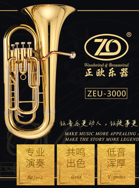 正欧（ZO)高级上低音乐器ZEU-3000型降B调漆金