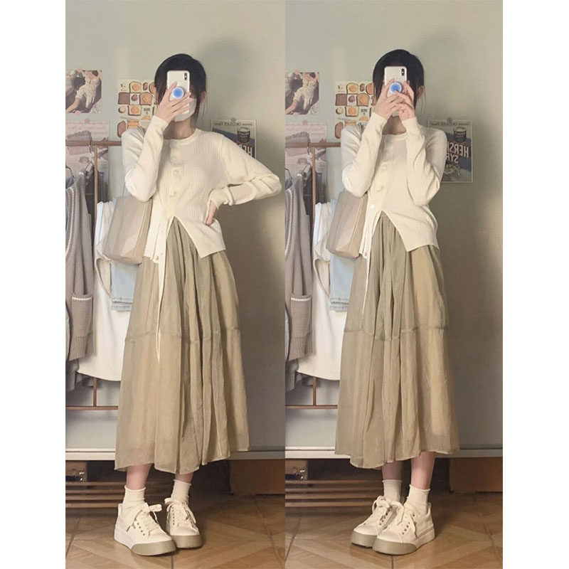 이른 봄과 가을 XIAOFENGFENG 가벼운 성숙한 기질 왕실 자매 고급 차 브레이크 프랑스 드레스는 여성용 투피스 슈트를 입습니다