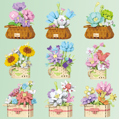 花篮永生花积木摆件玩具