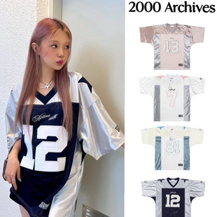 韩国2000archives易梦玲同款美式拼接短袖球衣T恤夏无痕现货