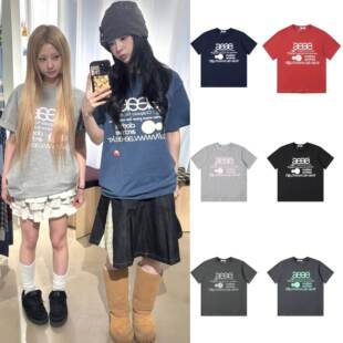 现货韩国潮牌aeae短袖波点女纯棉经典字母印花宽松T恤女