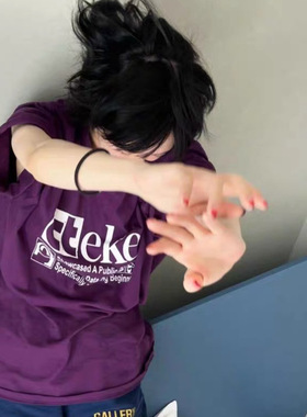 现/teket做旧字母印花宽松休闲圆领短袖T恤oversize版男女同款