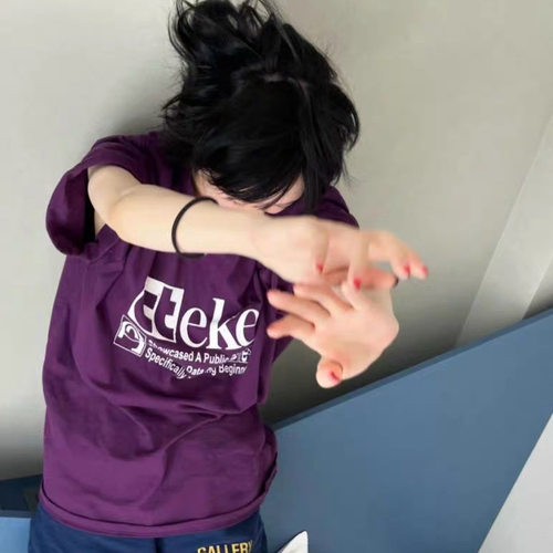 现/teket做旧字母印花宽松休闲圆领短袖T恤oversize版男女同款