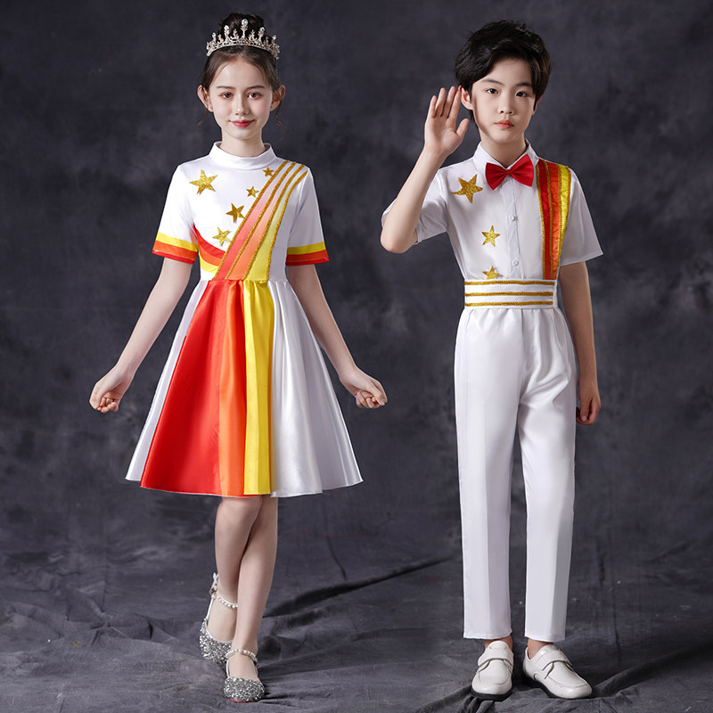 儿童合唱演n出服少年中国说2023新款六一儿童节表演服主持人礼美