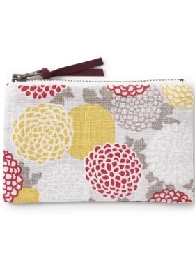 「京都和风」日本制 中川政七商店 手织麻巾着零钱包秋菊百夜草赤