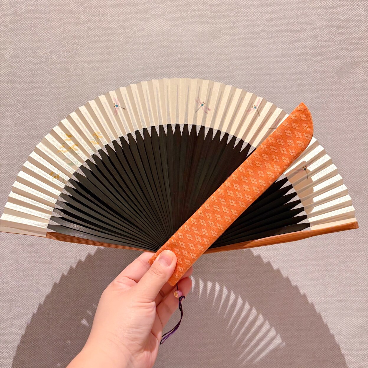 现货！日本京都老铺 宫胁卖扇庵京趣扇手绘双面纸扇子 蜻蜓付扇袋