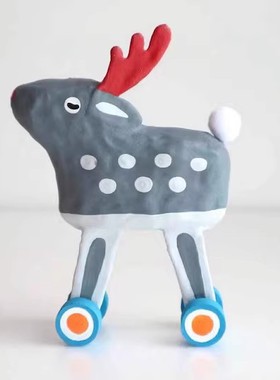 「京都和风」日本制 中川政七商店新乡土玩具鹿轱辘玩具摆件 玄鹿