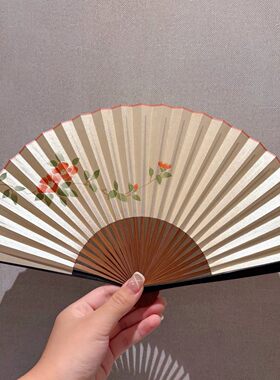「京都和风」日本制 宫胁卖扇庵 京扇子手绘高级和纸扇子折扇 椿