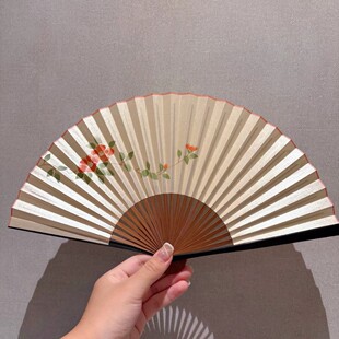 「京都和风」日本制 宫胁卖扇庵 京扇子手绘高级和纸扇子折扇 椿