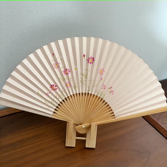 「京都和风」日本制宫肋卖扇庵职人手描画京扇子双面折扇纸扇小花