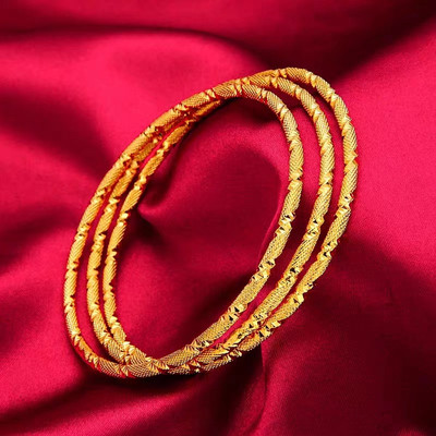 三生三世18K黄金色手镯女款百搭999真金色素圈单圈细款金手镯