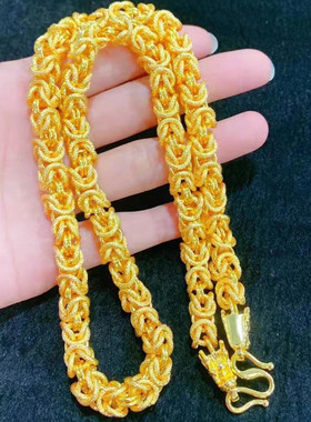 18k黄金色男士龙头龙骨链