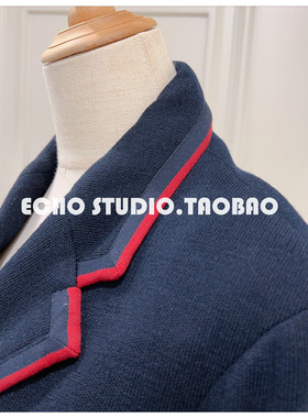 原1588 学院派女神 定染织布手工内缝珠针复古金扣全羊毛西装外套