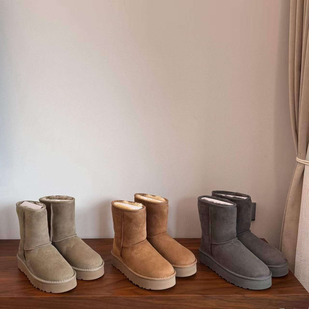 中筒加绒皮毛一体保暖厚底桑坡