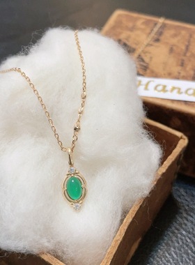 日本限定古董绿玛瑙项链锁骨链