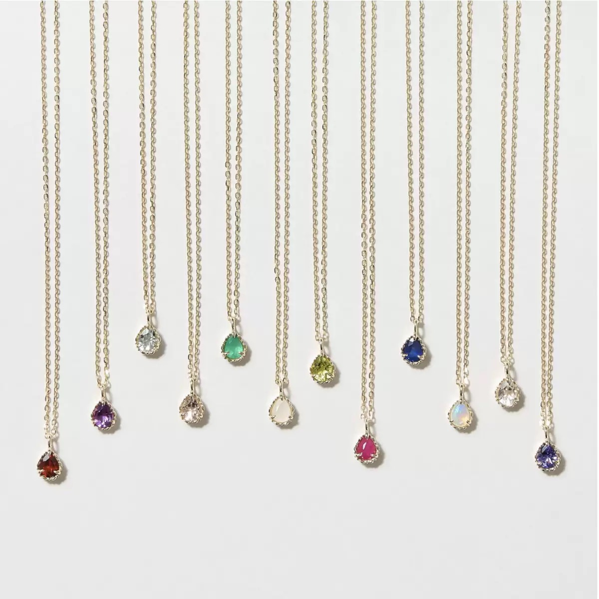 12个月生辰石简约甜美水滴项链