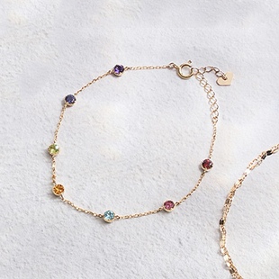 银版现货tsutsumi 天然彩宝手链托帕橄榄石榴石紫水晶黄水晶堇青