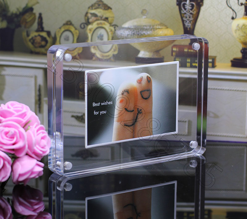 定制亚克力水晶相框摆台双面有机玻璃磁铁圆角台卡桌牌证书架定做